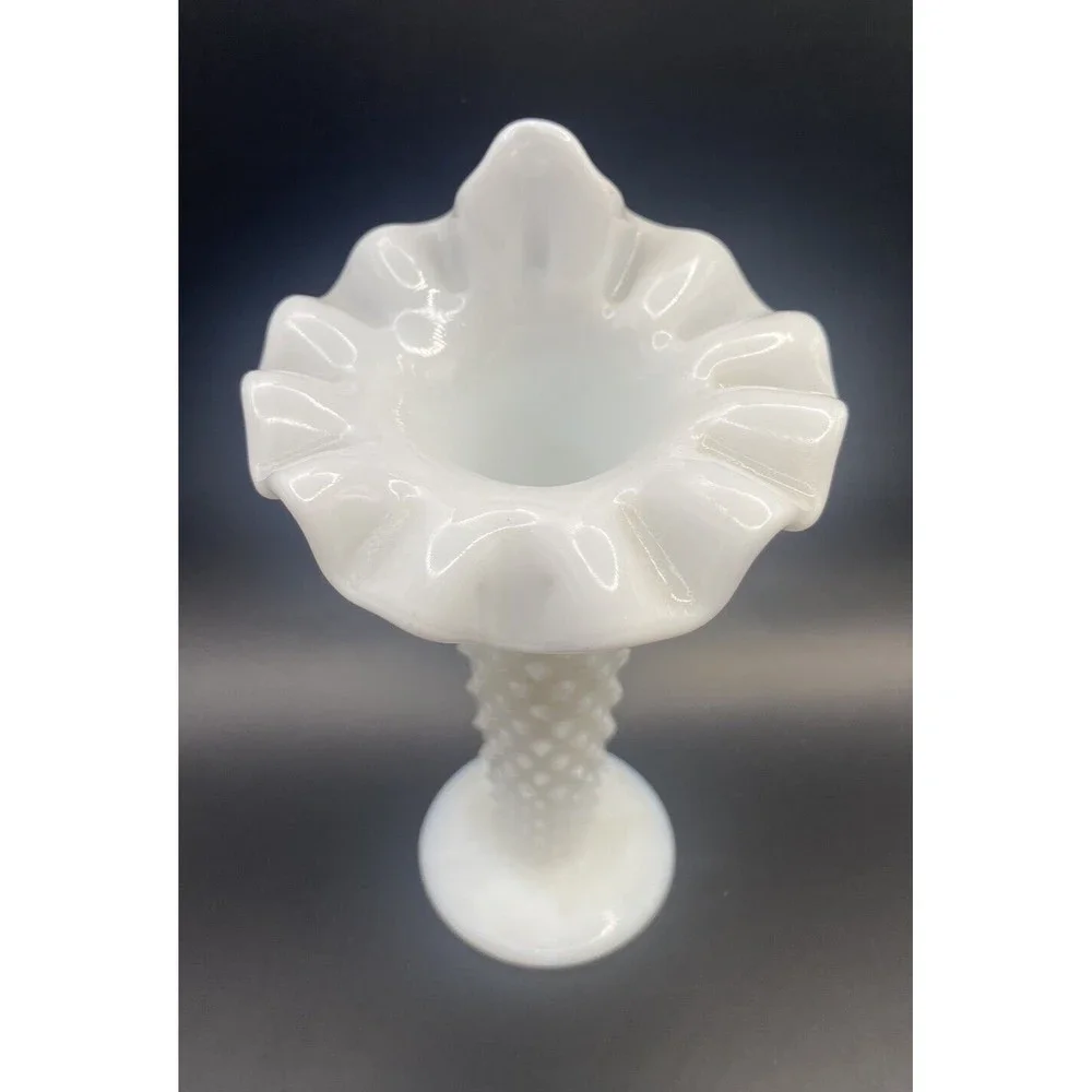Fenton Hobnail Milkglass Jack In The Pupit Mini Vase 5 Inches
